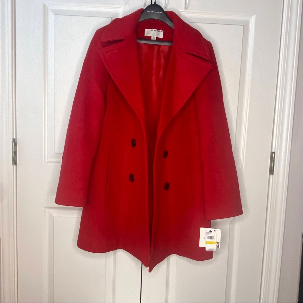 NWT Anne Klein Red Overcoat